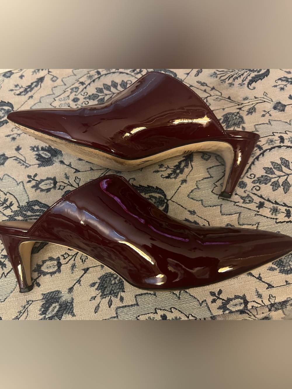 Nordstrom signature ruby red patent leather mules. Size 8.5 Made in Italy. - Picture 4 of 6